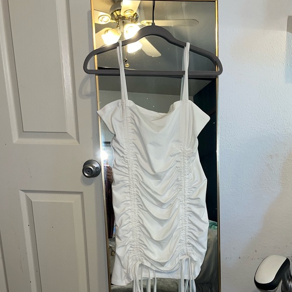 SheIn White Drawstring Rushed Dress - Picture 9 of 14